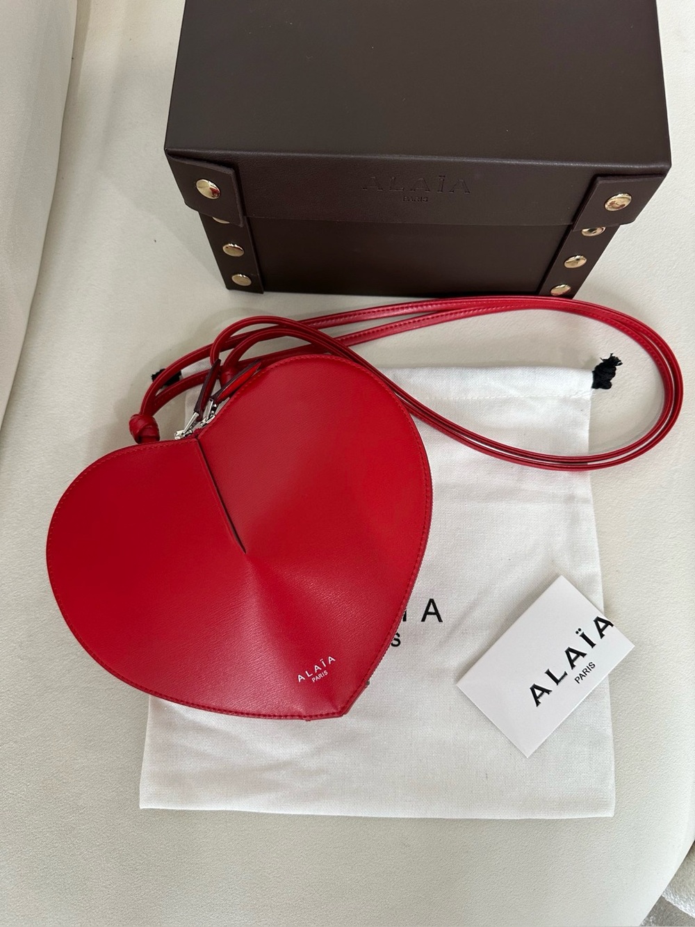 Alaia Red Heart-Shaped Leather Crossbody